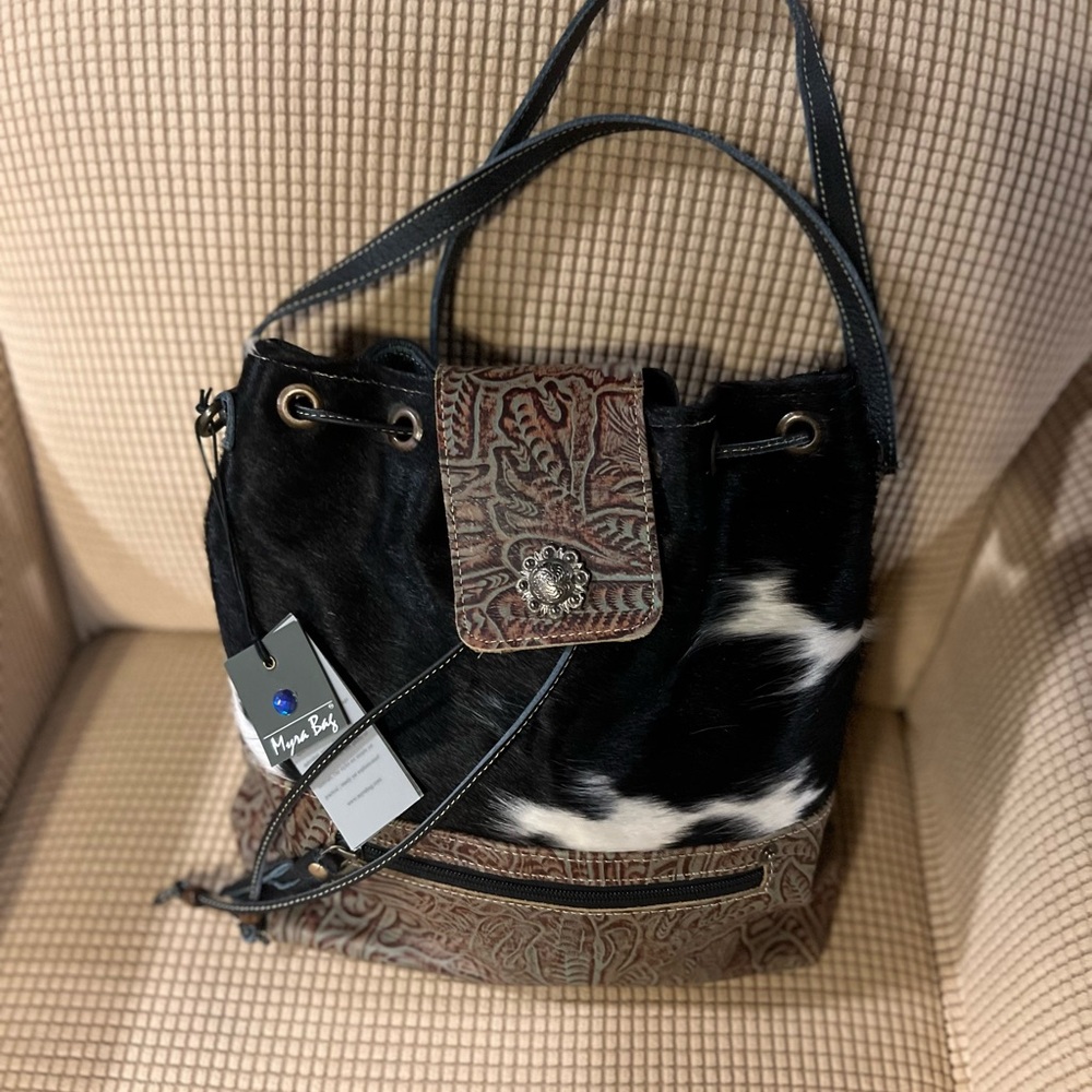 Myra Bag Cow Faux Fur Shoulder Bag